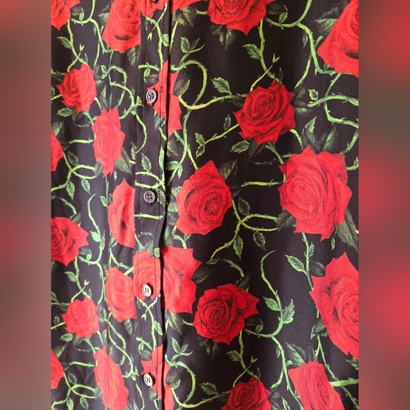 Alexander Wang Rose Print Silk Blouse Size 2 - Picture 3 of 7